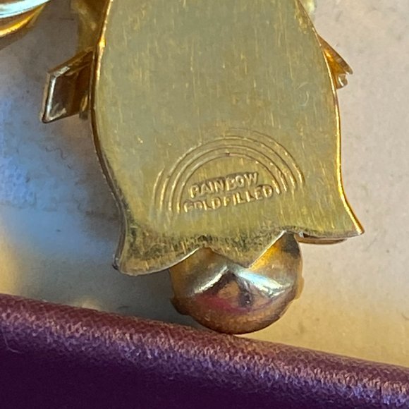 VINTAGE RAINBOW GOLD FILLED PENDANT AND EARRINGS SET - Picture 4 of 12